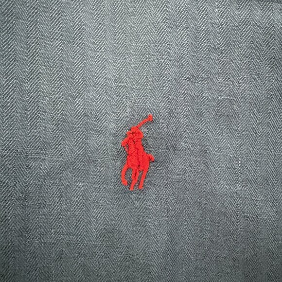 Polo Ralph Lauren Shirt Mens XL Blue Silk Linen Custom Fit Pony Button Down - Picture 3 of 9